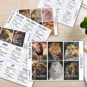 Conjunto de tarjetas Nombres de Dios para estudio y oración, impresión a doble cara
